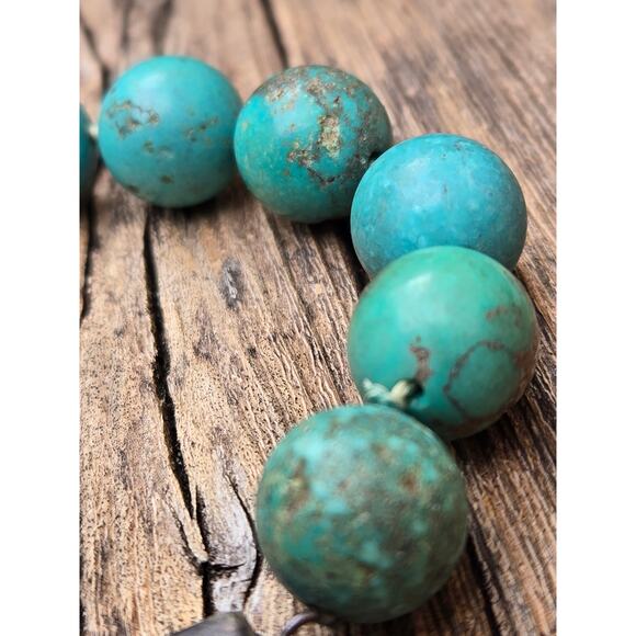 Vintage Mexico 925 Turquoise Beaded Bracelet with Sterling Silver Clasp, 8.5" - Picture 3 of 8